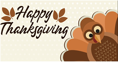 Happy Thanksgiving with clipart of a turkey